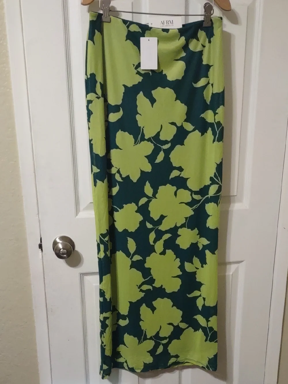 AFRM Green Floral Maxi Skirt - Teal & Lime Size M New